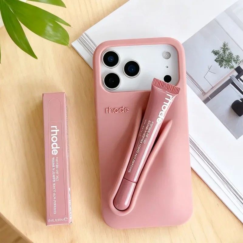 Phone Case for IPhone 11 12 13 14 15 16 Pro Max Plus 17 Air Makeup Lip Gloss Silicone Cover with Lip Glaze