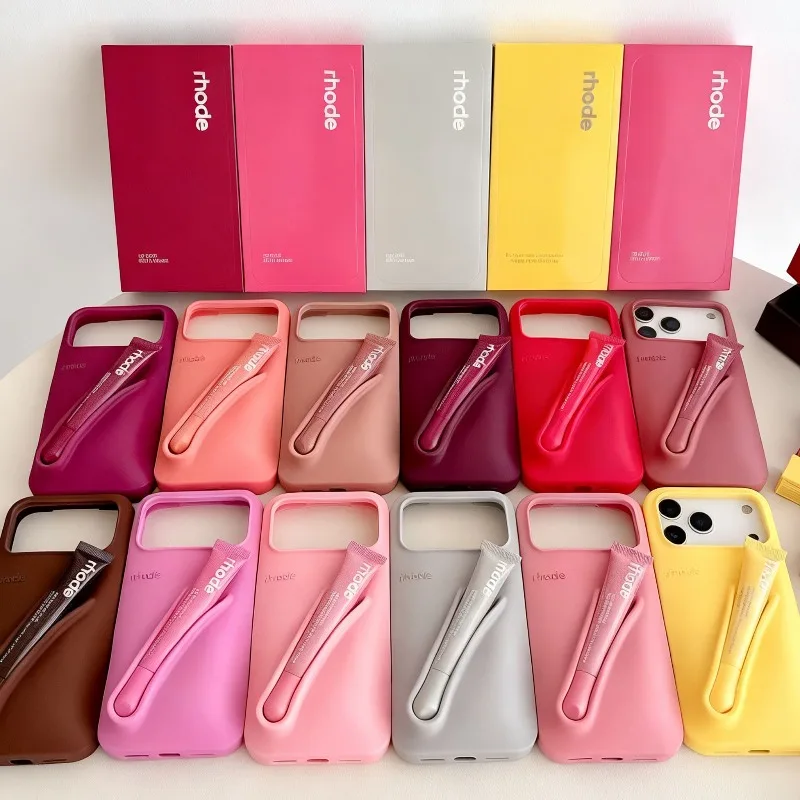 Phone Case for IPhone 11 12 13 14 15 16 Pro Max Plus 17 Air Makeup Lip Gloss Silicone Cover with Lip Glaze
