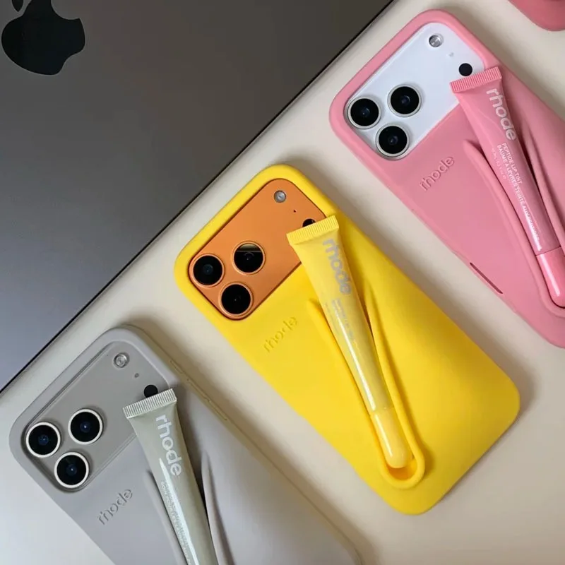 Phone Case for IPhone 11 12 13 14 15 16 Pro Max Plus 17 Air Makeup Lip Gloss Silicone Cover with Lip Glaze