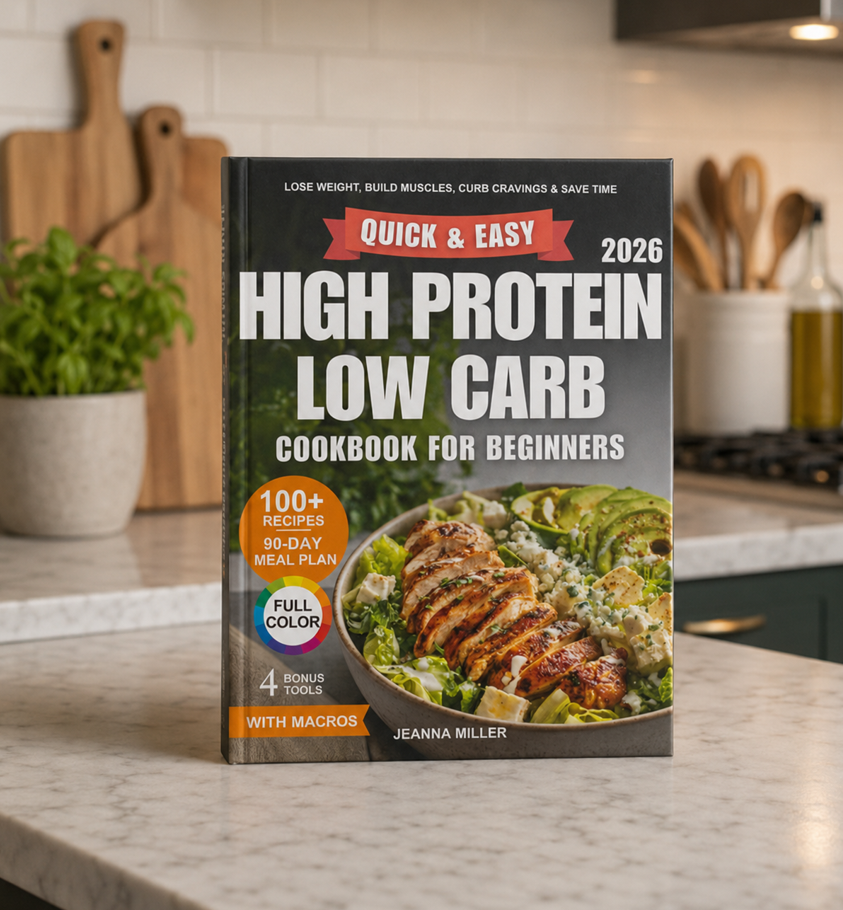 The High-Protein Low-Carb Cookbook for Beginners: 100+ Delicious Recipes & A 90-Day Meal Plan to Burn Fat and Build Lean Muscle Effortlessly