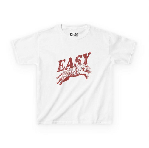 Easy Tiger Baby Tee, Retro Tiger Graphic Shirt, Cool Vintage Baby Tee, Y2K Aesthetic Top, 90s Style Women's Cute Crop Top