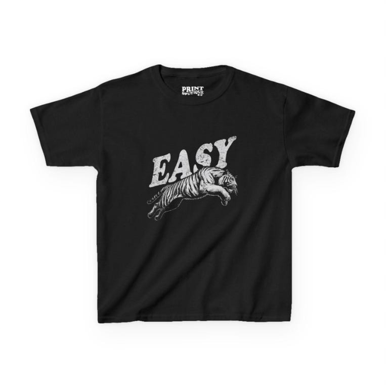 Easy Tiger Baby Tee, Retro Tiger Graphic Shirt, Cool Vintage Baby Tee, Y2K Aesthetic Top, 90s Style Women's Cute Crop Top