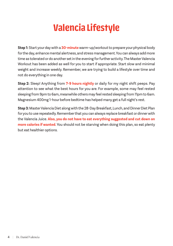 The Valencia Lifestyle Diet Book – 28-Day Weight Loss & Healthy Living Plan
