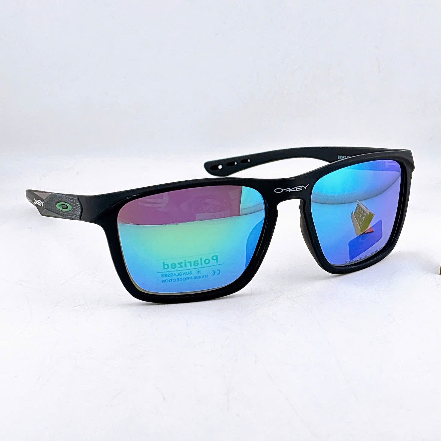 Oakley Holbrook Polarized Sunglasses - Matte Black Frame with Blue Mirror Lenses