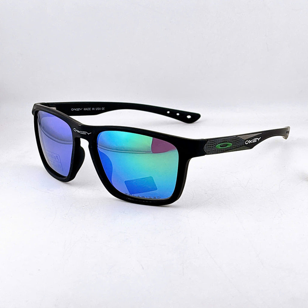 Oakley Holbrook Polarized Sunglasses - Matte Black Frame with Blue Mirror Lenses